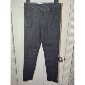 Universal Standard Meuse Black Resin Coated High Rise Zip-Ankle Jeans 10 (33x29)